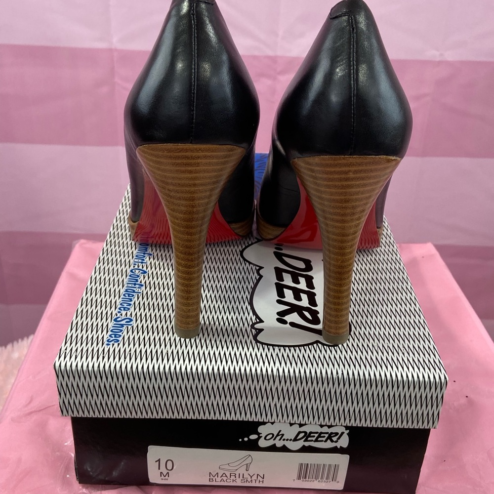 Oh Deer! Red Sole Marilyn Black Leather sz10 *NIB*